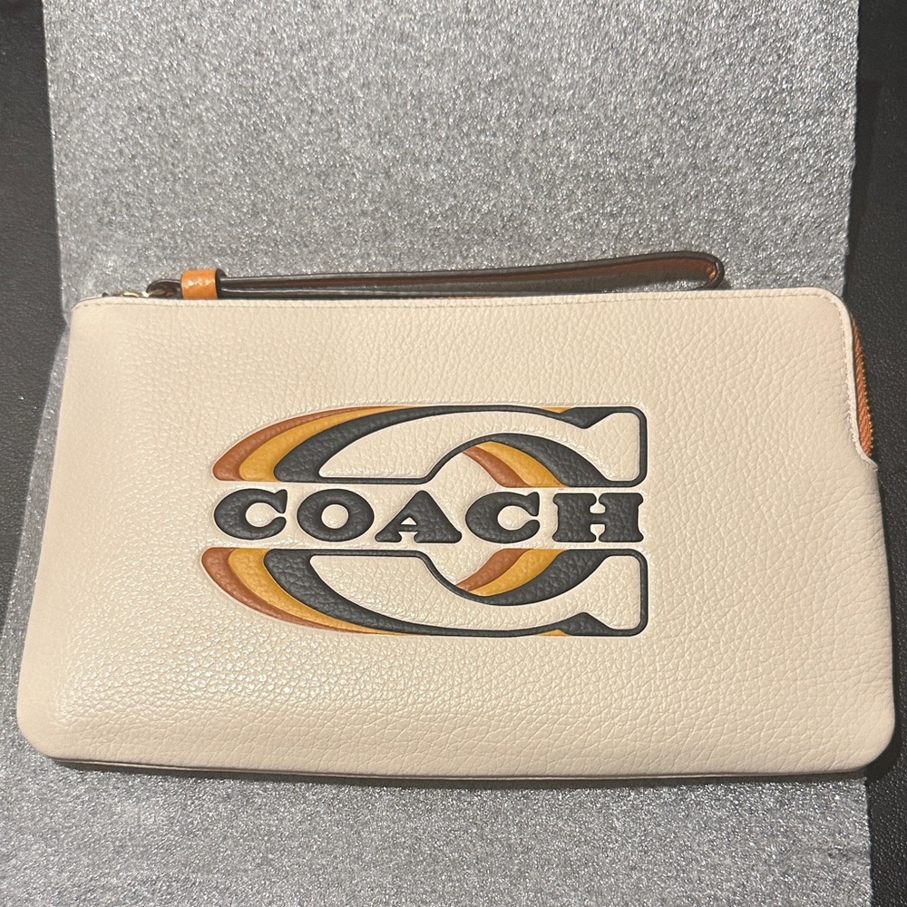 Brand New Coach Cream and Brown Wristlet